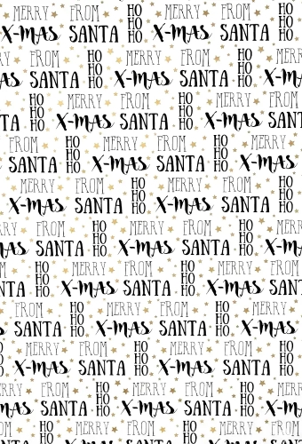 Kerstpapier Coated Xmas White Black Gold 30cm x 200meter