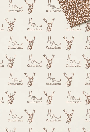 Kerstpapier Coated Dubbelzijdig Christmas Rendier 30cm x 175meter
