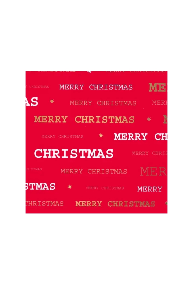 Kerstpapier merry xmas Rood Goud 40cm x 200meter