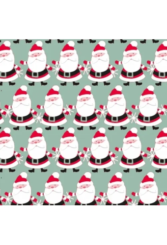Kerstpapier dancing santa mint 40cm x 200meter