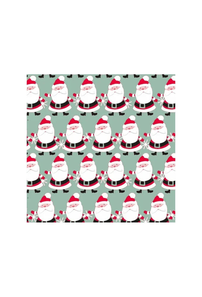Kerstpapier dancing santa mint 40cm x 200meter