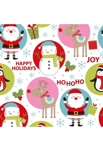 Kerstpapier happy holidays kids 40cm x 200meter