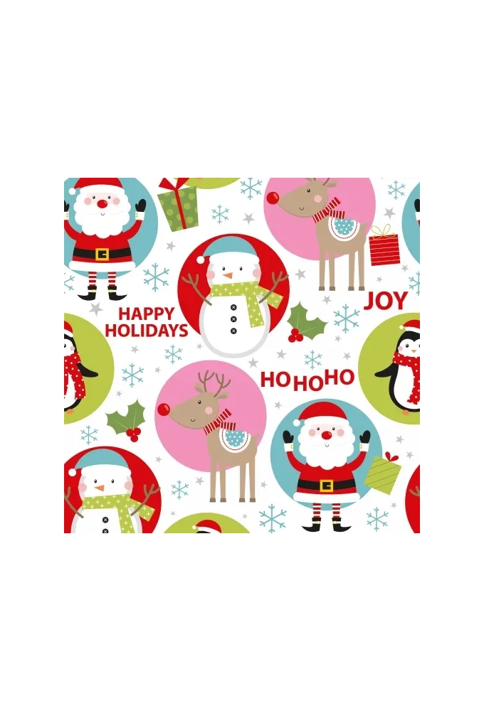 Kerstpapier happy holidays kids 40cm x 200meter