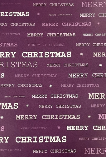 Geschenkpapier Merry Christmas paars 57cm x 150 meter