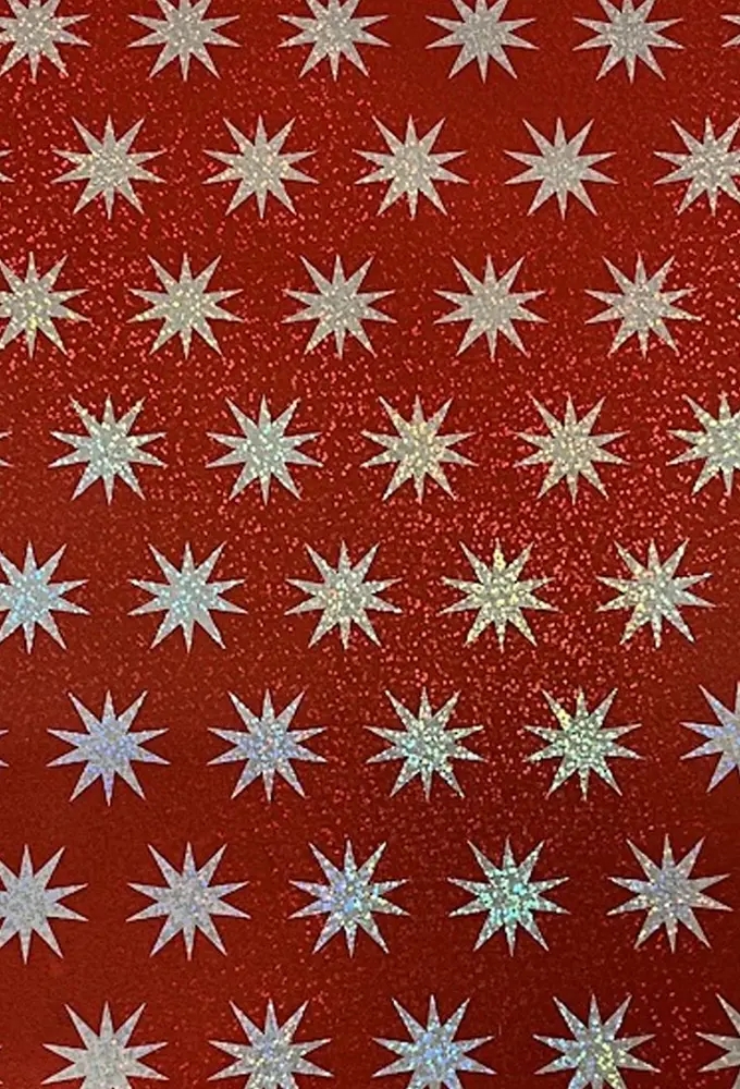 Kerstpapier Ster glitter 50cm x 100 meter
