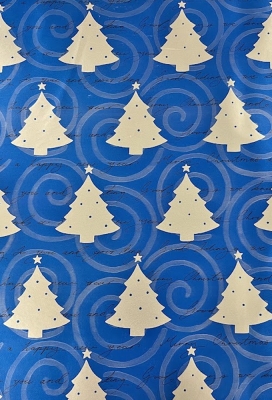 Geschenkpapier kerstboom blauw 50cm x 200 meter