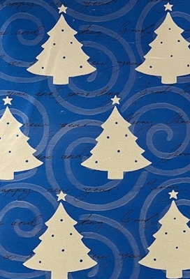 Geschenkpapier kerstboom blauw 50cm x 200 meter