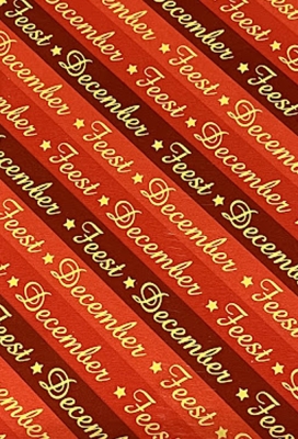 Kerstpapier Feest December rood 40cm x 125meter