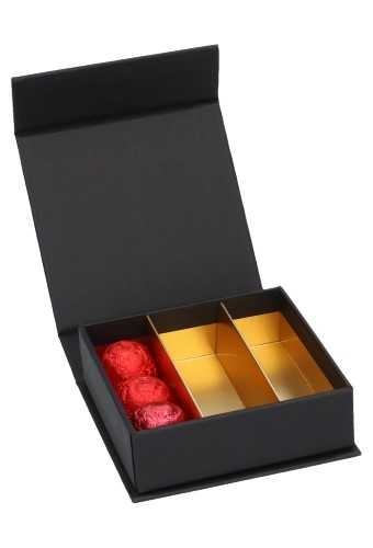Magneet Bonbondoosjes Mat Zwart 9 Bonbons FSC® 9.6x9.6x3cm 10stuks