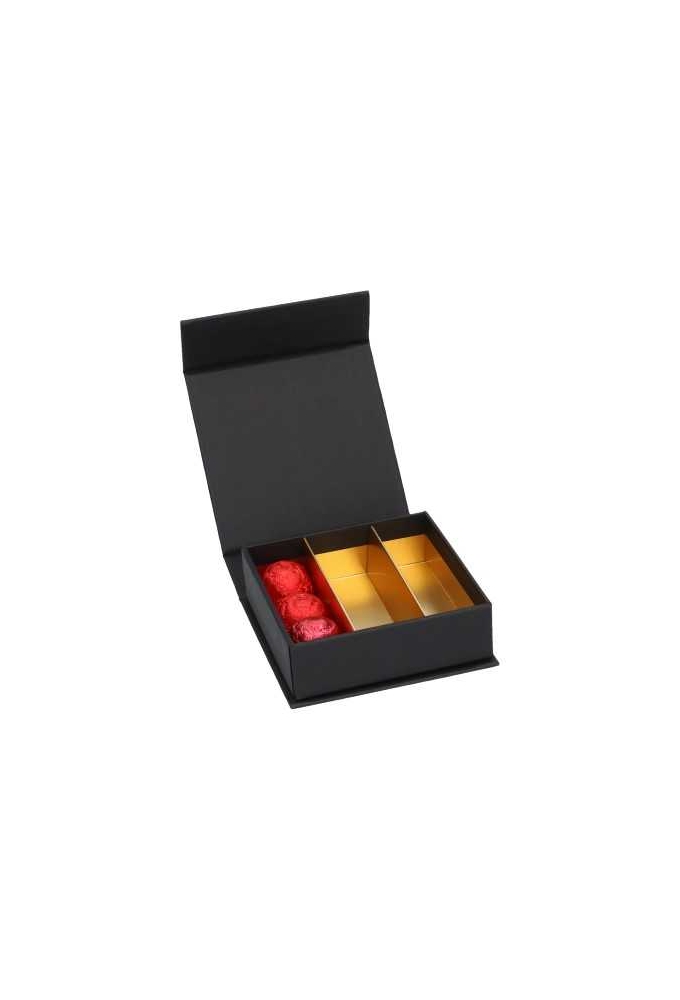 Magneet Bonbondoosjes Mat Zwart 9 Bonbons FSC® 9.6x9.6x3cm 10stuks