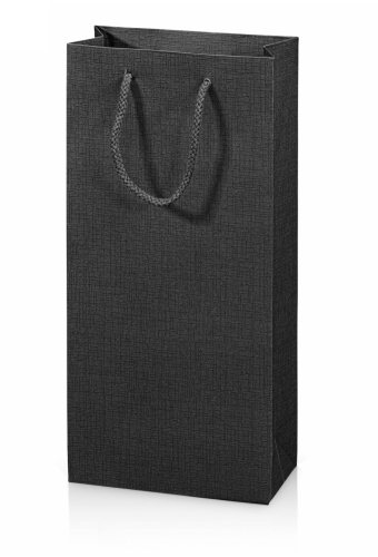 Wijntasje Linnentextuur Zwart 2 Fles 17x8.5x36cm 20stuks
