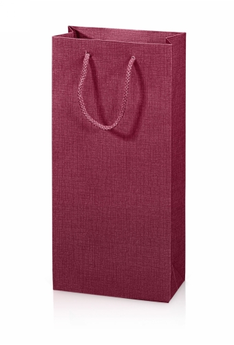 Wijntasje Linnentextuur Bordeaux 2 Fles 17x8.5x36cm 20stuks
