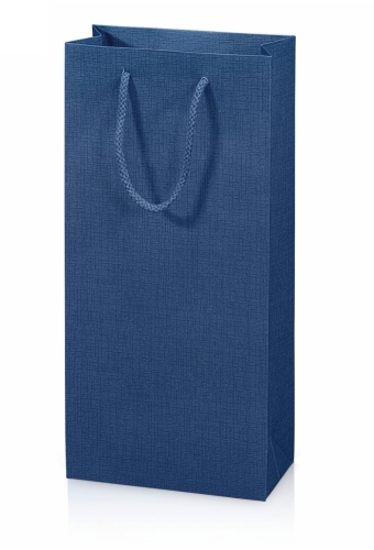 Wijntasje Linnentextuur Blauw 2 Fles 17x8.5x36cm 20stuks