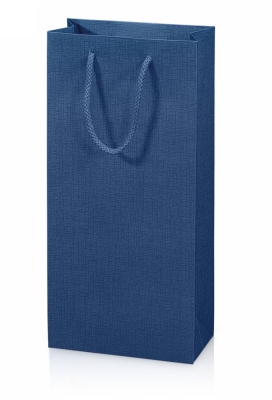 Wijntasje Linnentextuur Blauw 2 Fles 17x8.5x36cm 20stuks