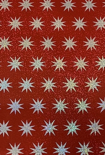Kerstpapier ster rood glitter 50cm x 100meter