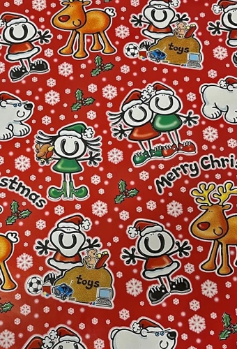 Kerstpapier happy rood 50cm x 260meter
