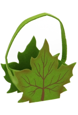 Geschenktasje Herfstblad Groen Vilt Met Hengsels 15x7.5x18cm 1stuk