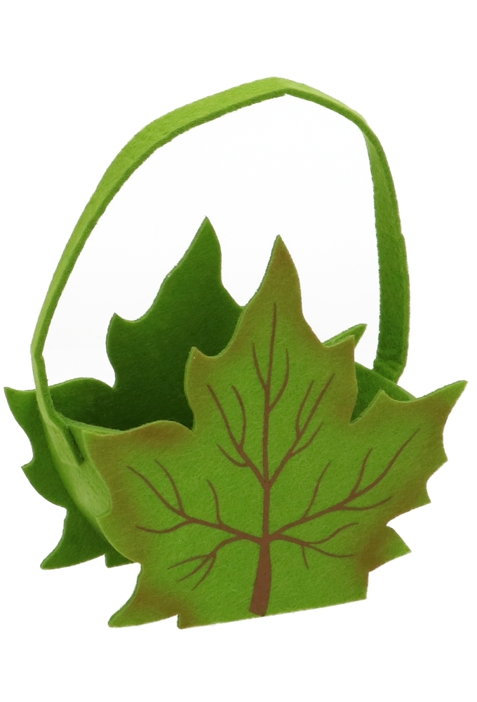 Geschenktasje Herfstblad Groen Vilt Met Hengsels 15x7.5x18cm 1stuk