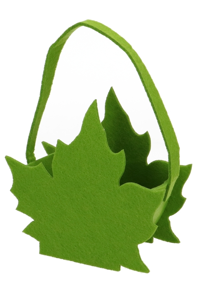 Geschenktasje Herfstblad Groen Vilt Met Hengsels 15x7.5x18cm 1stuk
