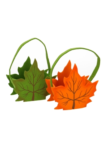 Geschenktasje Herfstblad Groen Vilt Met Hengsels 15x7.5x18cm 1stuk