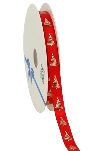 Kerstlint Satijn Kerstboom Rood 10mm x 20meter