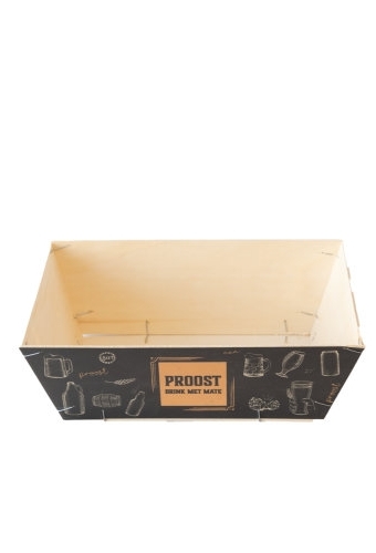 Houten Korf Bedrukt Bier Proost Versie 1 34x25x11cm 25stuks