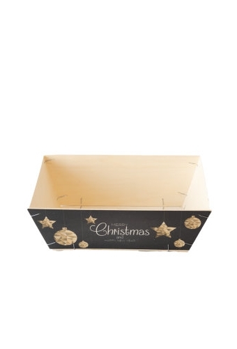 Houten Korf Bedrukt Kerst Versie 4 34x25x11cm 25stuks