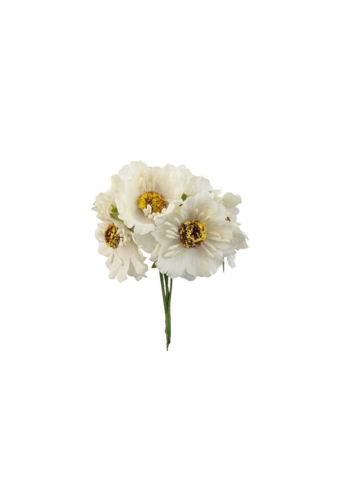Kado Decoratie Bloem Creme Met IJzerdraad 8.5x4.5cm 60stuks