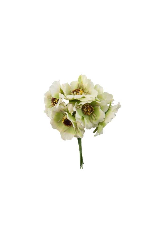 Kado Decoratie Bloem Groen Met IJzerdraad 8.5x4.5cm 60stuks