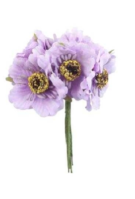 Kado Decoratie Bloem Lila Met IJzerdraad 8.5x4.5cm 60stuks