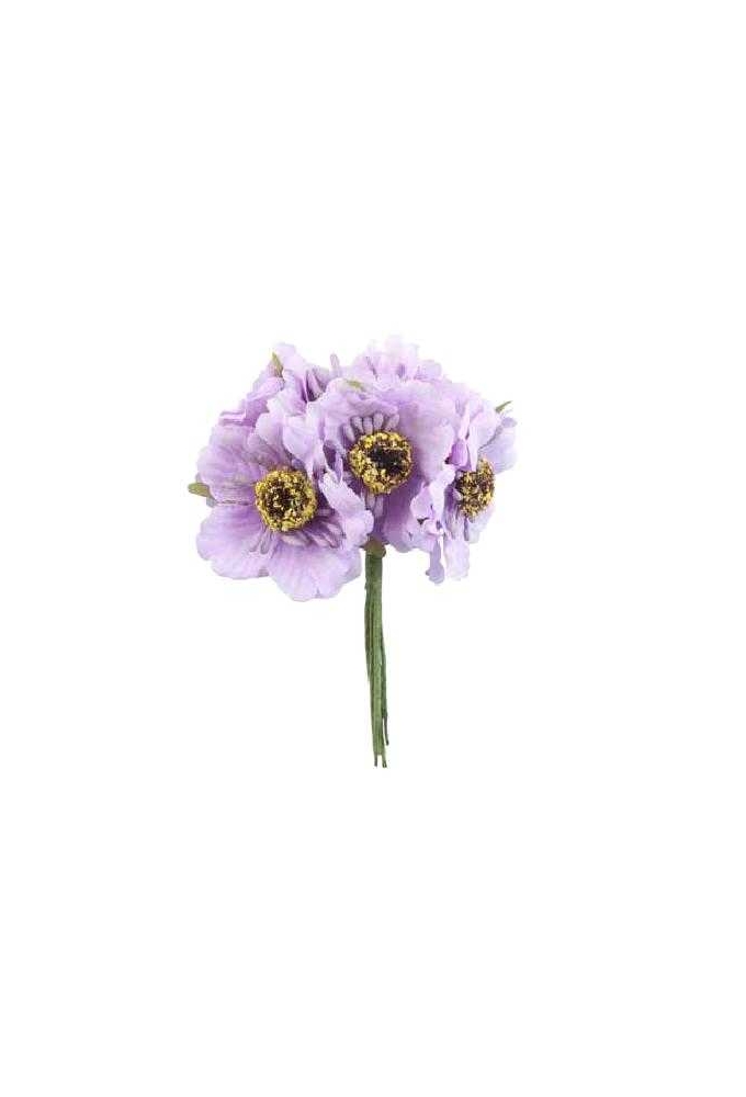 Kado Decoratie Bloem Lila Met IJzerdraad 8.5x4.5cm 60stuks