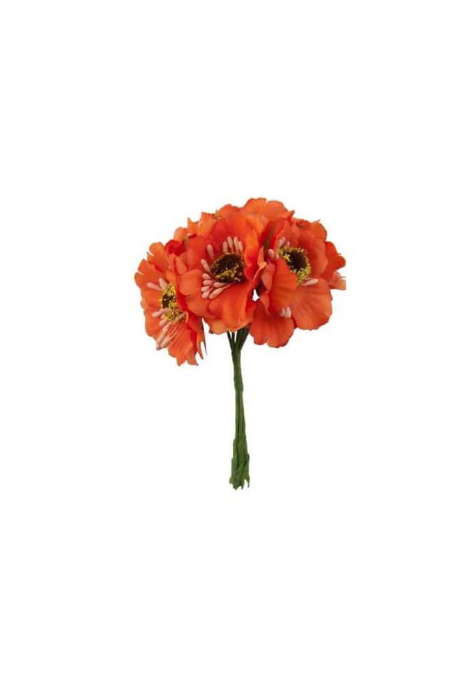 Kado Decoratie Bloem Oranje Met IJzerdraad 8.5x4.5cm 60stuks