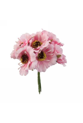 Kado Decoratie Bloem Roze Met IJzerdraad 8.5x4.5cm 60stuks