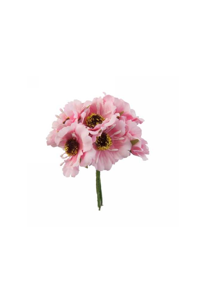 Kado Decoratie Bloem Roze Met IJzerdraad 8.5x4.5cm 60stuks