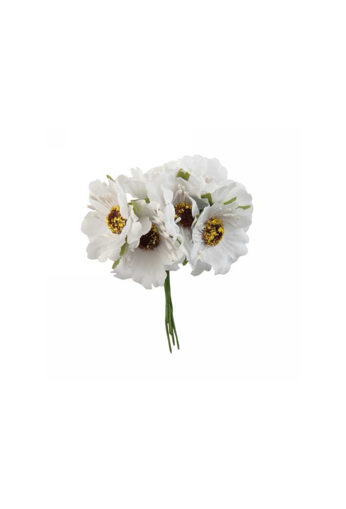 Kado Decoratie Bloem Wit Met IJzerdraad 8.5x4.5cm 60stuks