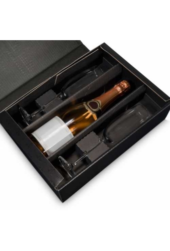 Wijndoos Modern Zwart 36x25x9cm 25st & 2x Glasinlay Zwart 50stuks