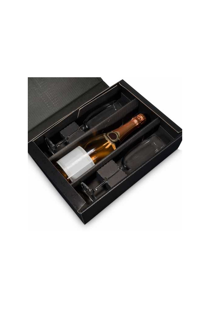 Wijndoos Modern Zwart 36x25x9cm 25st & 2x Glasinlay Zwart 50stuks