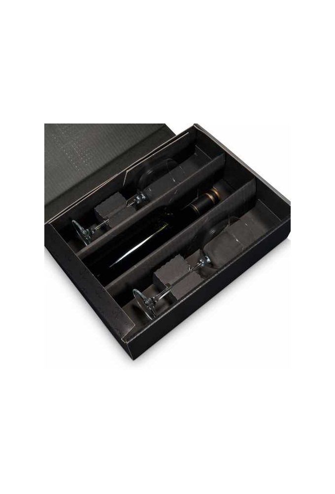 Wijndoos Modern Zwart 36x25x9cm 25st & 2x Glasinlay Zwart 50stuks