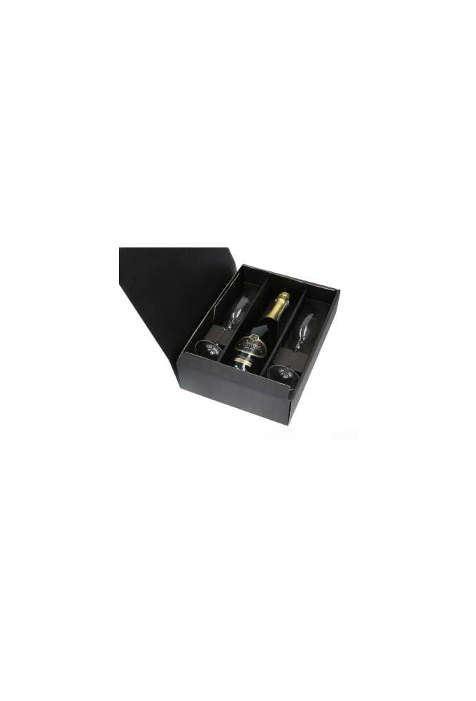 Wijndoos Modern Zwart 36x25x9cm 25st & 2x Glasinlay Zwart 50stuks