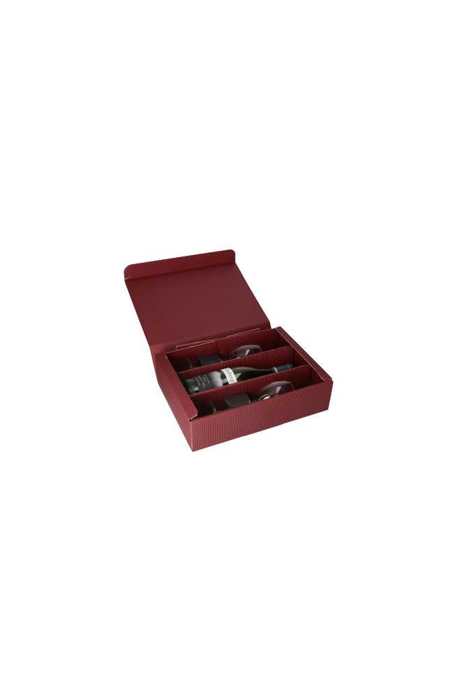 Wijndoos Modern Bordeaux 36x25x9cm 25st & 2x Glasinlay Zwart 50stuks