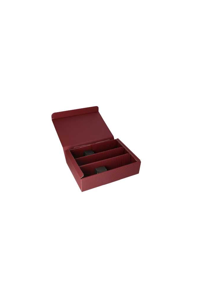 Wijndoos Modern Bordeaux 36x25x9cm 25st & 2x Glasinlay Zwart 50stuks
