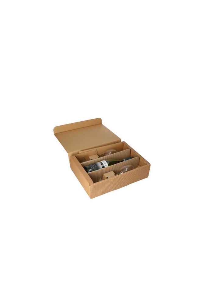 Wijndoos Modern Kraft 36x25x9cm 25st & 2x Glasinlay Kraft 50tuks