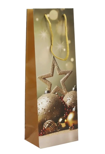 Kerst Wijntasjes 1 Fles Christmas Elegance 12.5x9x36.5cm 12stuks