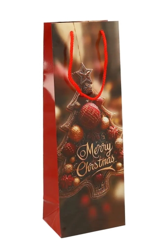 Kerst Wijntasjes 1 Fles Christmas Night 12.5x9x36.5cm 12stuks