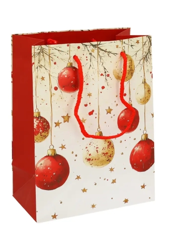 Kersttasjes Medium Red & Gold Christmas 18x10x23cm 12stuks