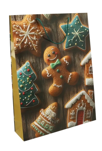 Kersttasjes Jumbo Gingerbread Christmas 33x10x45.5cm 12stuks