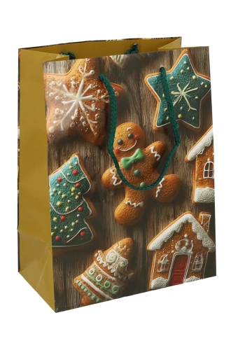 Kersttasjes Medium Gingerbread Christmas 18x10x23cm 12stuks