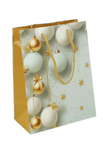 Kersttasjes Medium Winter Gold 18x10x23cm 12stuks