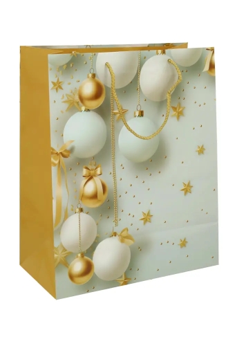 Kersttasjes Groot Winter Gold 26.5x13.5x32.5cm 12stuks