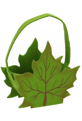 Geschenktasje Herfstblad Groen Vilt Met Hengsels 15x7.5x18cm 1stuk